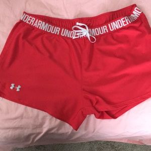 Red under armor shorts